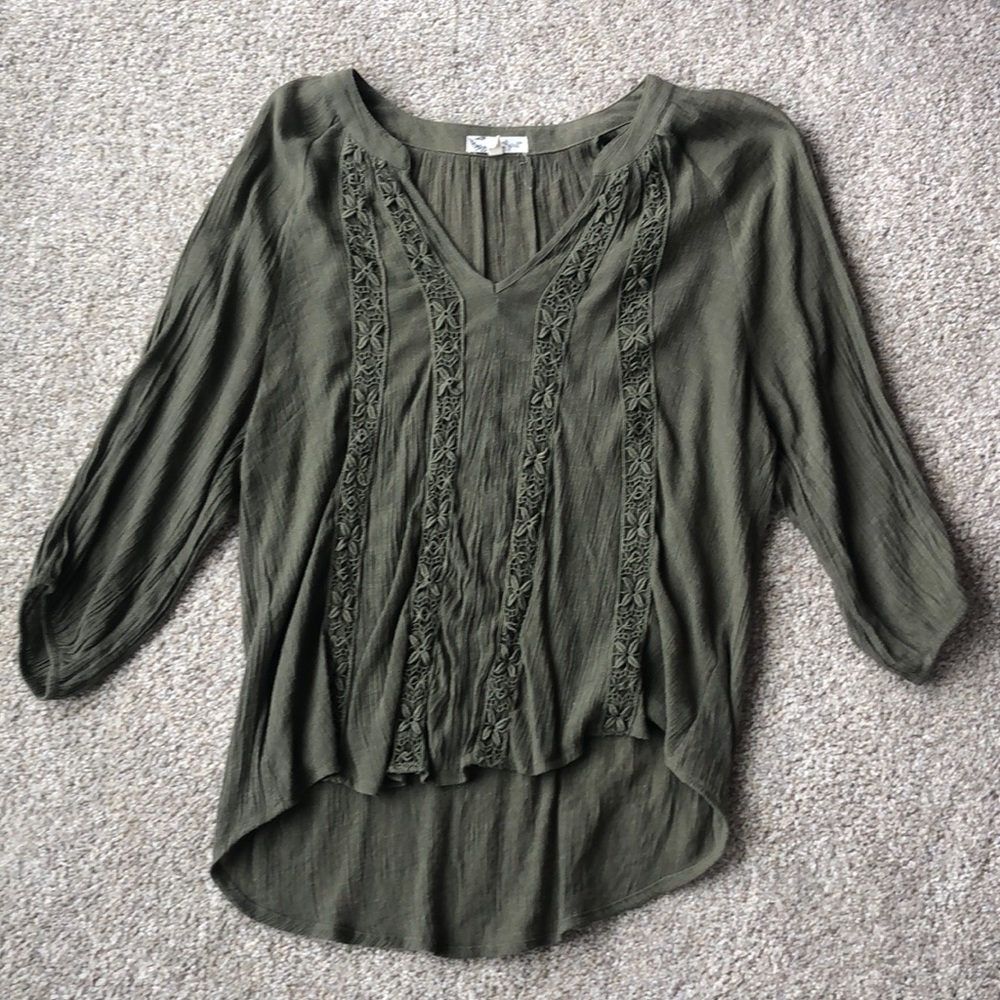 About A Girl olive green blouse
